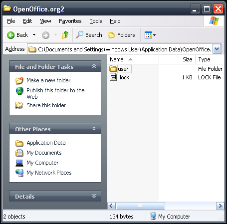 OpenOffice Directory - Windows XP