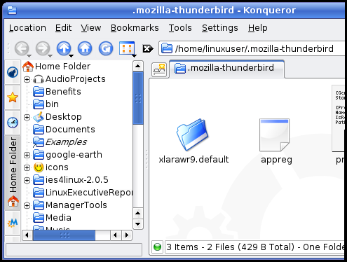 Thunderbird directory - Linux