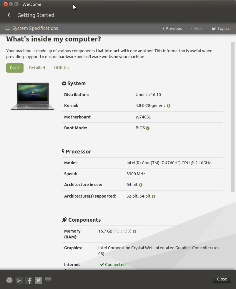 informacje o systemie Ubuntu MATE's System Information
