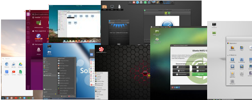 Screenshots of various Linux distributions