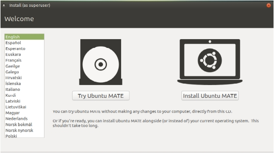 Try Ubuntu MATE dialog box