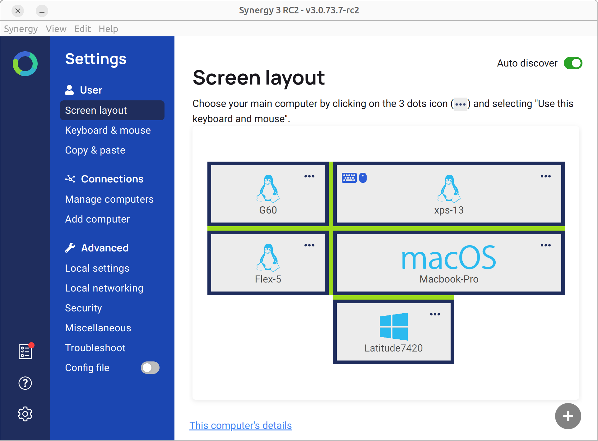 Synergy 3 graphical layout