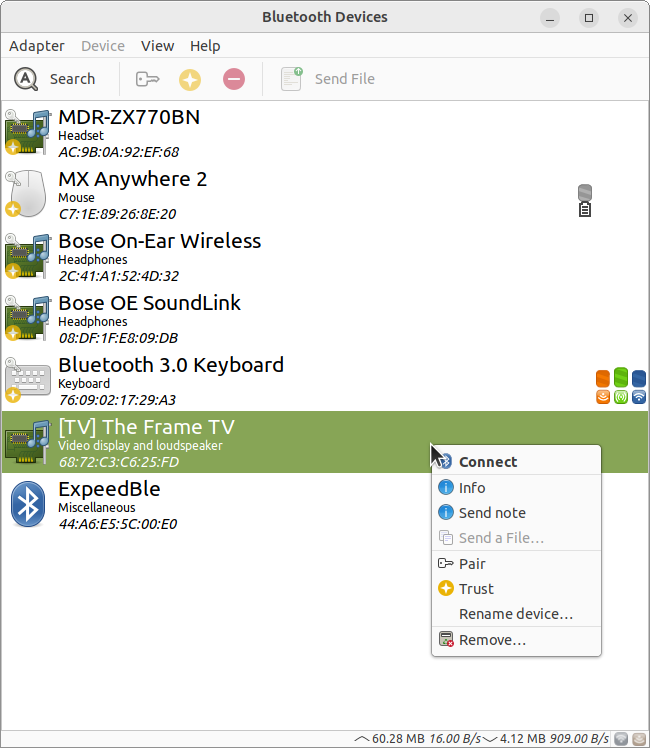 Connecting the Bluetooth device