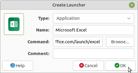 Creating a Microsoft Excel launcher