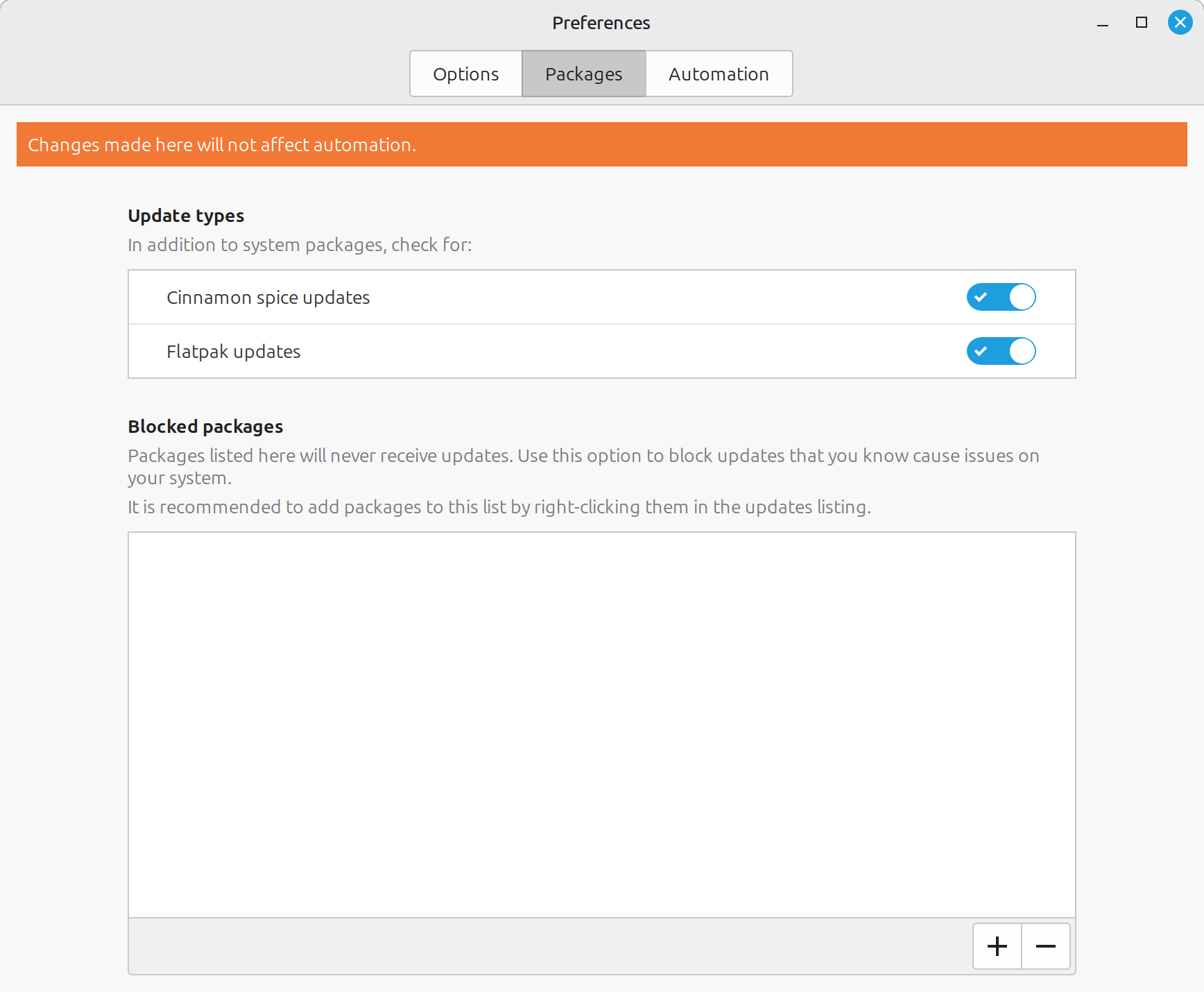 Package Settings